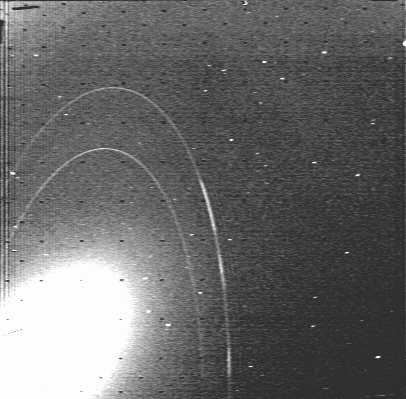 Neptune&#039;s rings observed by Voyager 2. Credits: NASA